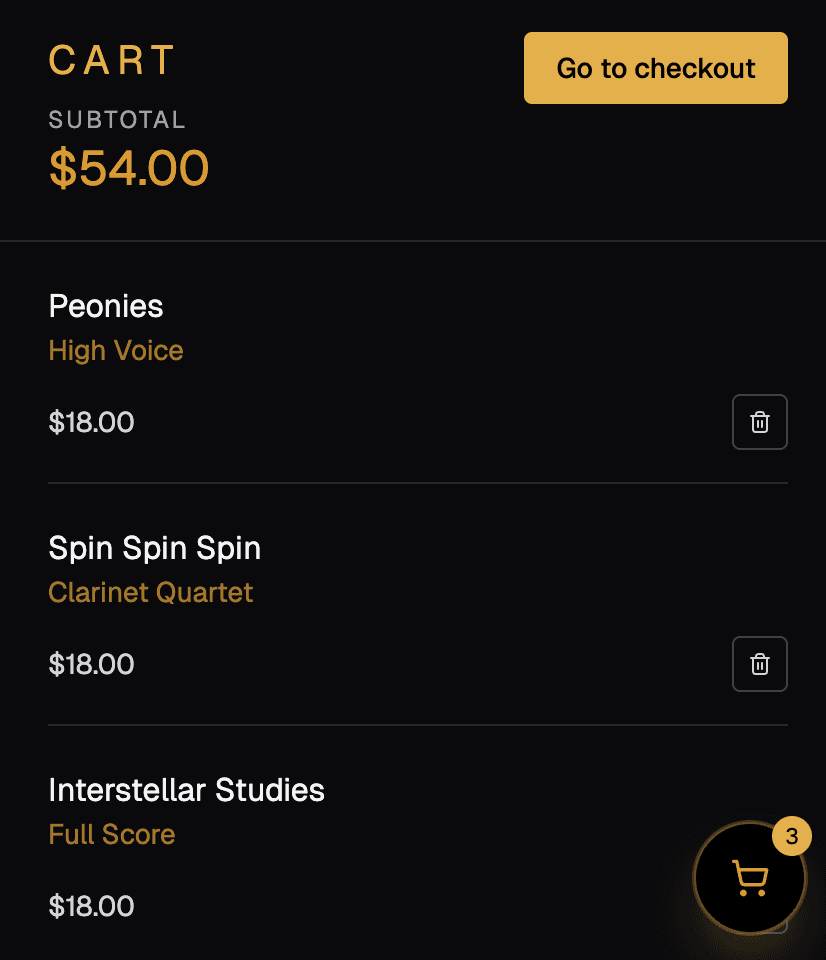 Cart drawer layered over browsing context to keep checkout flow lightweight