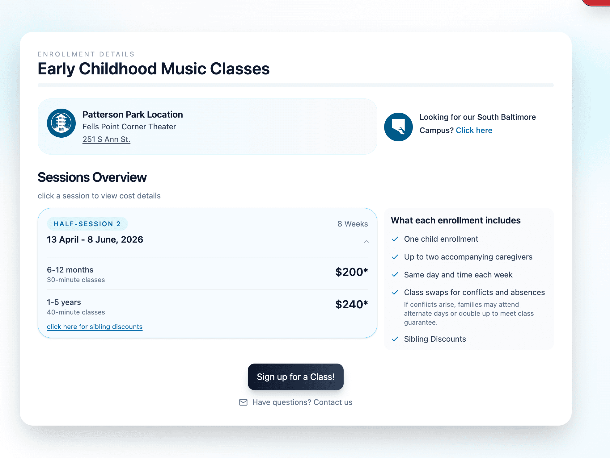 Enrollment and intake overview screen